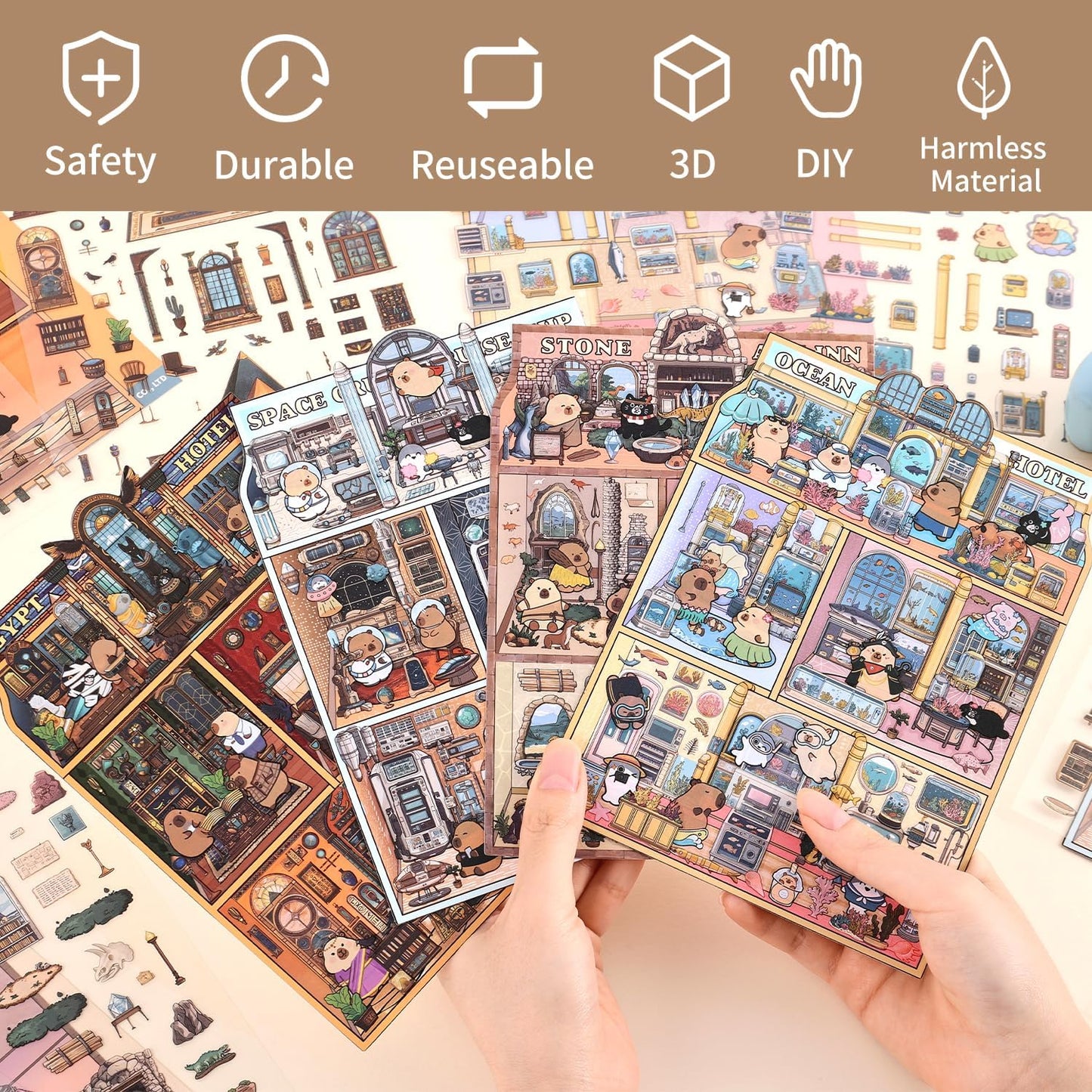 Girls 3D Miniature Scene Stickers