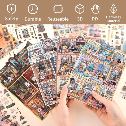 Girls 3D Miniature Scene Stickers