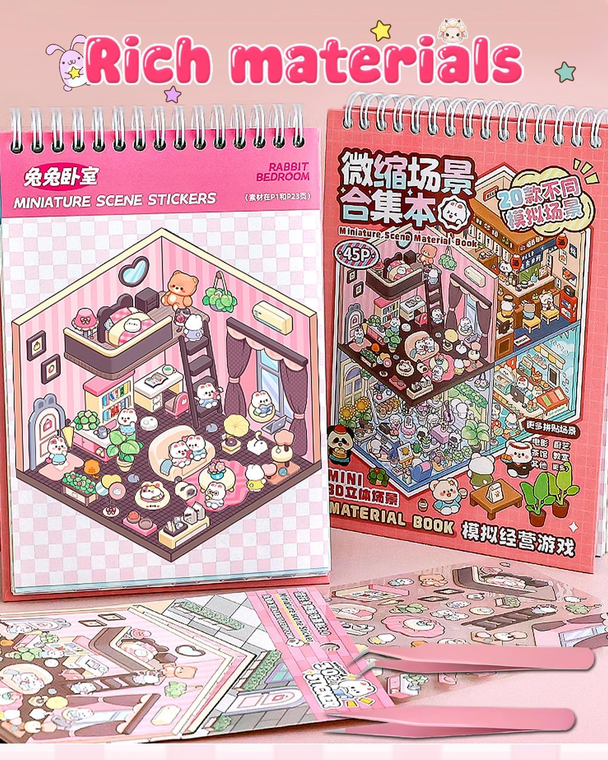 3D Sticker Scene Book for Adults & Kids, 20 DIY House Stickers Therapy - Make Your Own House Room Landscape Scenes Fun Gift Idea for Girls