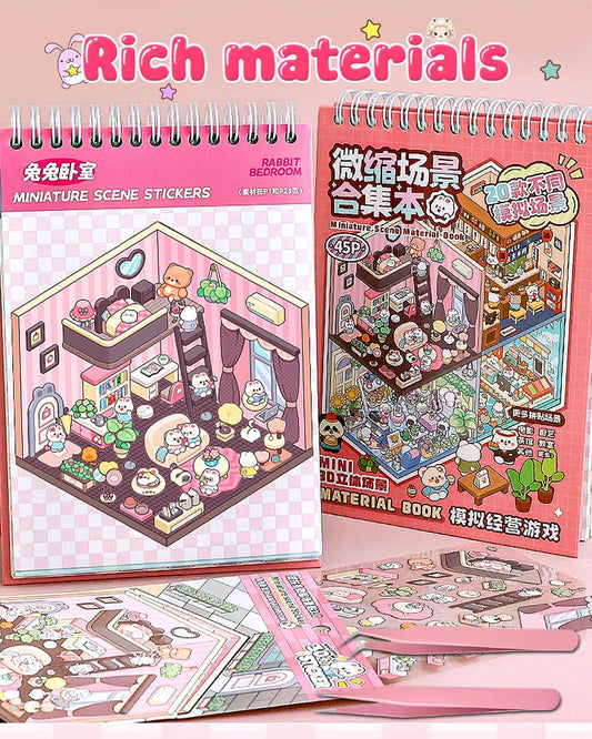3D Sticker Scene Book for Adults & Kids, 20 DIY House Stickers Therapy - Make Your Own House Room Landscape Scenes Fun Gift Idea for Girls
