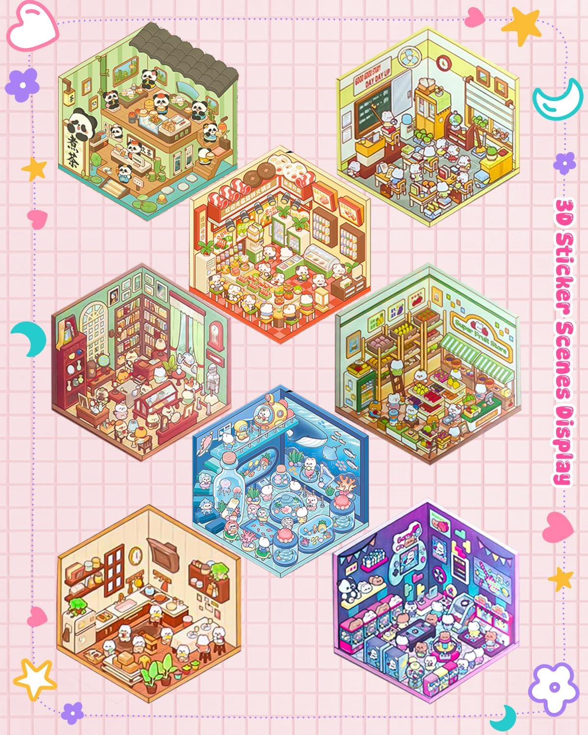 3D Sticker Scene Book for Adults & Kids, 20 DIY House Stickers Therapy - Make Your Own House Room Landscape Scenes Fun Gift Idea for Girls