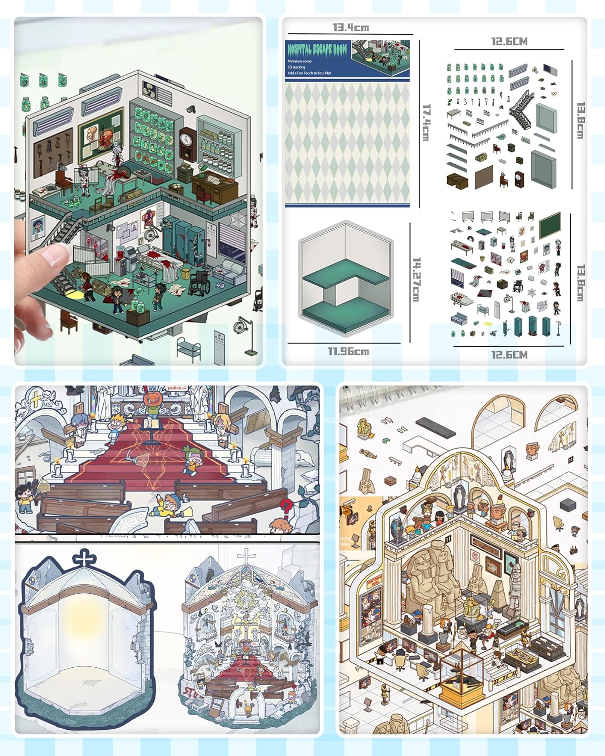 6 Sets DIY 3D Terror Stickers Scene for Teen, Spooky 3D House Sticker Therapy Adults